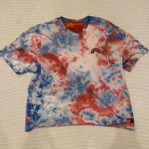 Like New Aviator Nation Rainbow Tie Dye Boyfriend Tee Size Large